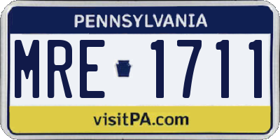 PA license plate MRE1711