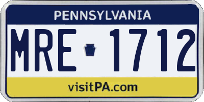 PA license plate MRE1712
