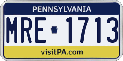 PA license plate MRE1713