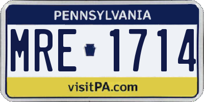 PA license plate MRE1714