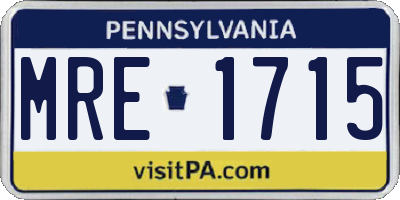 PA license plate MRE1715