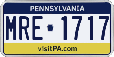 PA license plate MRE1717