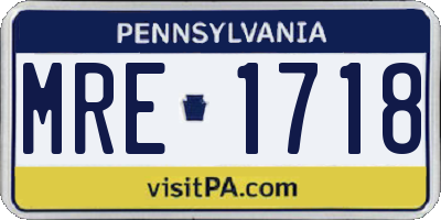 PA license plate MRE1718