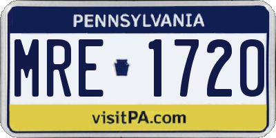 PA license plate MRE1720