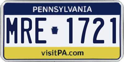 PA license plate MRE1721