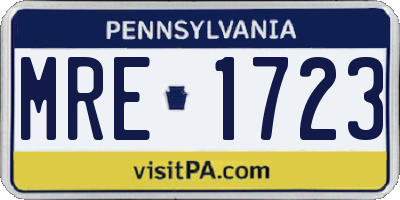 PA license plate MRE1723