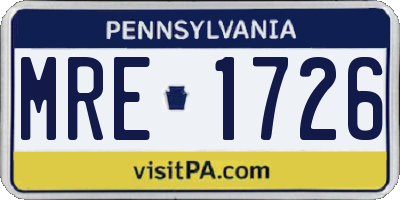PA license plate MRE1726