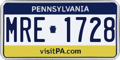 PA license plate MRE1728