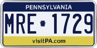 PA license plate MRE1729