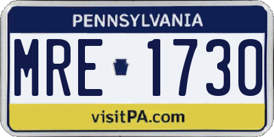 PA license plate MRE1730