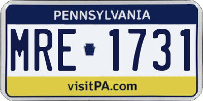 PA license plate MRE1731
