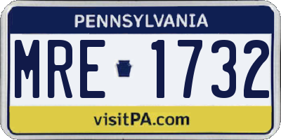 PA license plate MRE1732