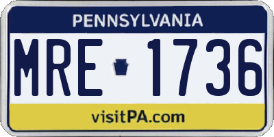 PA license plate MRE1736