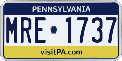 PA license plate MRE1737