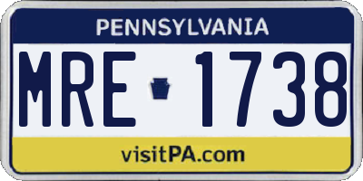 PA license plate MRE1738