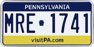 PA license plate MRE1741