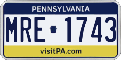 PA license plate MRE1743