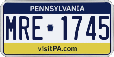 PA license plate MRE1745