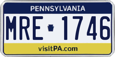 PA license plate MRE1746