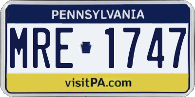 PA license plate MRE1747