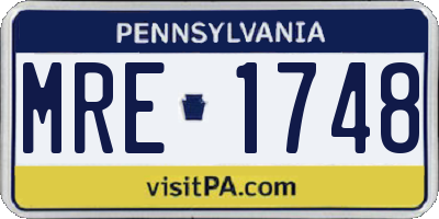 PA license plate MRE1748