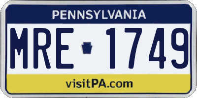 PA license plate MRE1749
