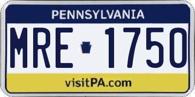 PA license plate MRE1750