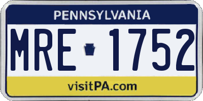PA license plate MRE1752