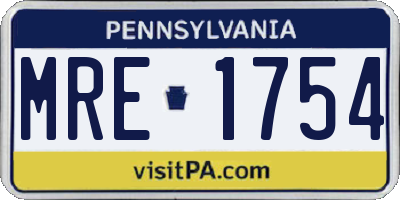 PA license plate MRE1754