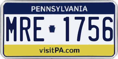 PA license plate MRE1756
