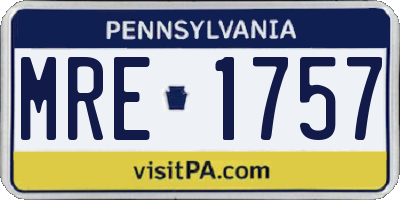 PA license plate MRE1757