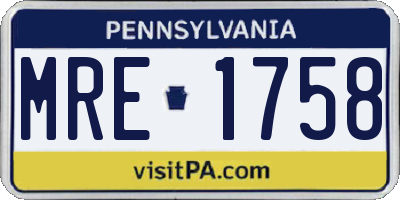 PA license plate MRE1758