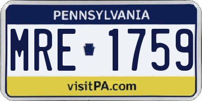 PA license plate MRE1759