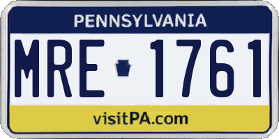 PA license plate MRE1761