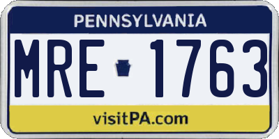 PA license plate MRE1763