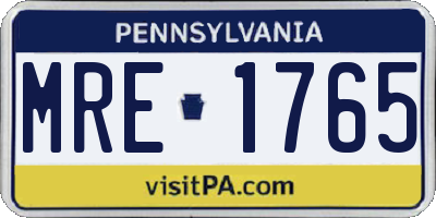 PA license plate MRE1765