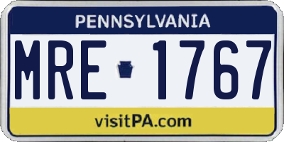 PA license plate MRE1767