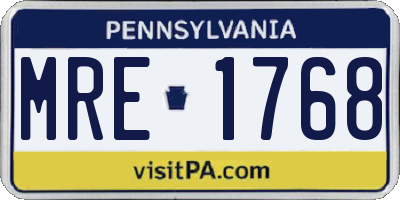 PA license plate MRE1768