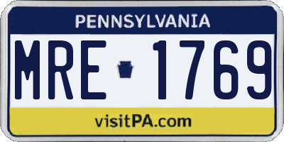 PA license plate MRE1769