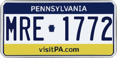 PA license plate MRE1772