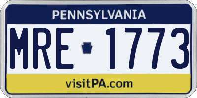 PA license plate MRE1773