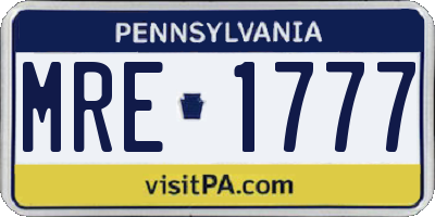 PA license plate MRE1777
