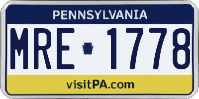 PA license plate MRE1778
