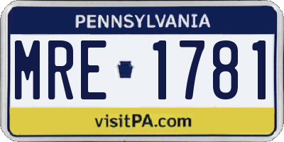 PA license plate MRE1781