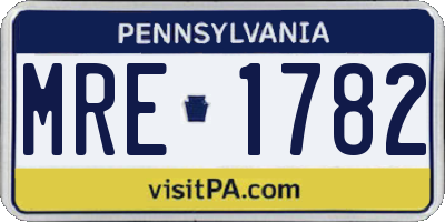 PA license plate MRE1782