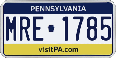 PA license plate MRE1785