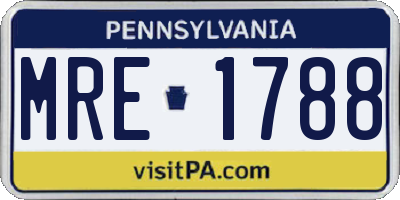 PA license plate MRE1788