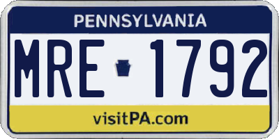 PA license plate MRE1792