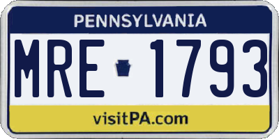 PA license plate MRE1793