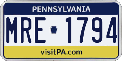 PA license plate MRE1794